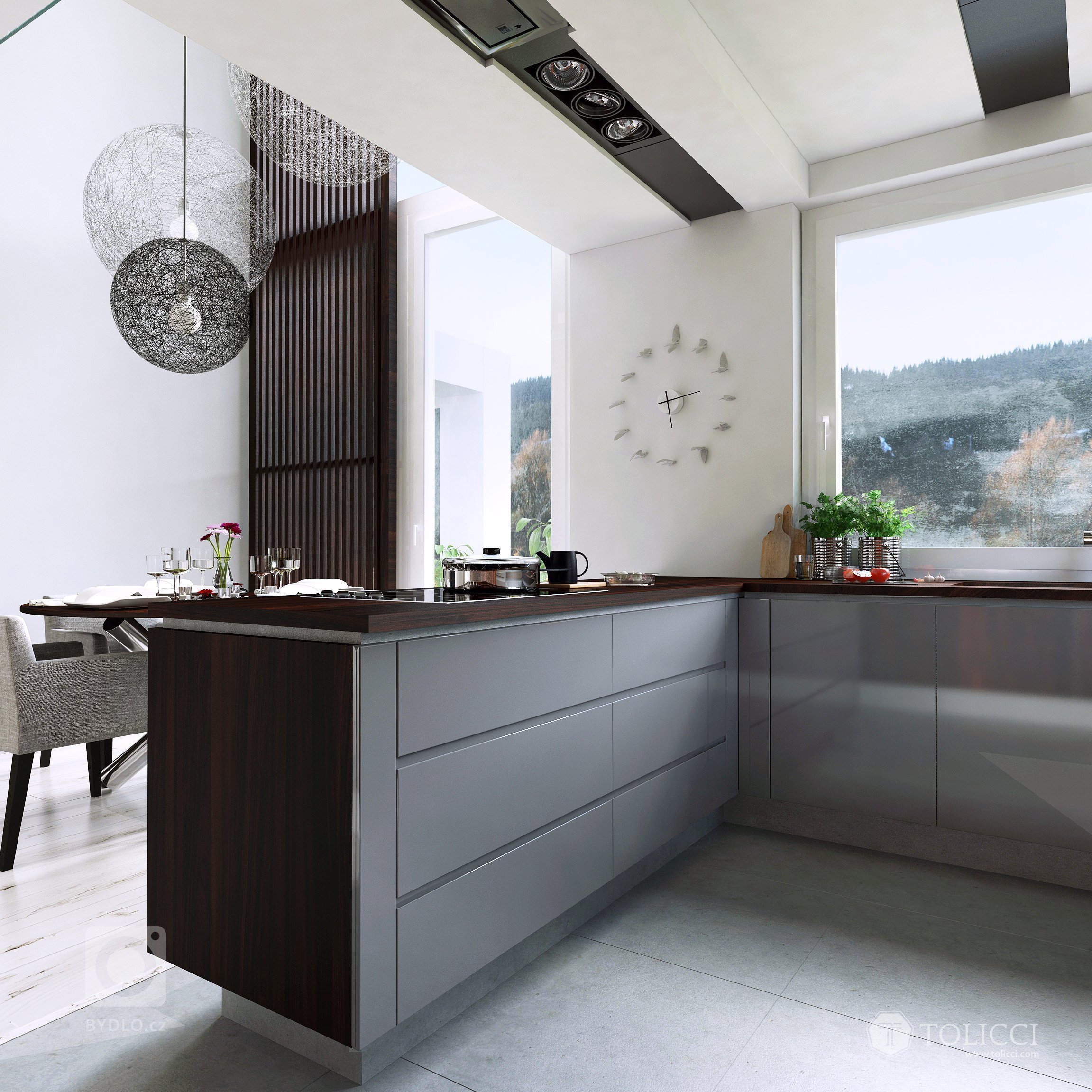 Ide o náš prvý projekt, v ktorom sme aplikovali princípy tradičného talianskeho prístupu k interiéru. Kontrasty tvoria tmavé orechové drevo s bielymi plochami…
