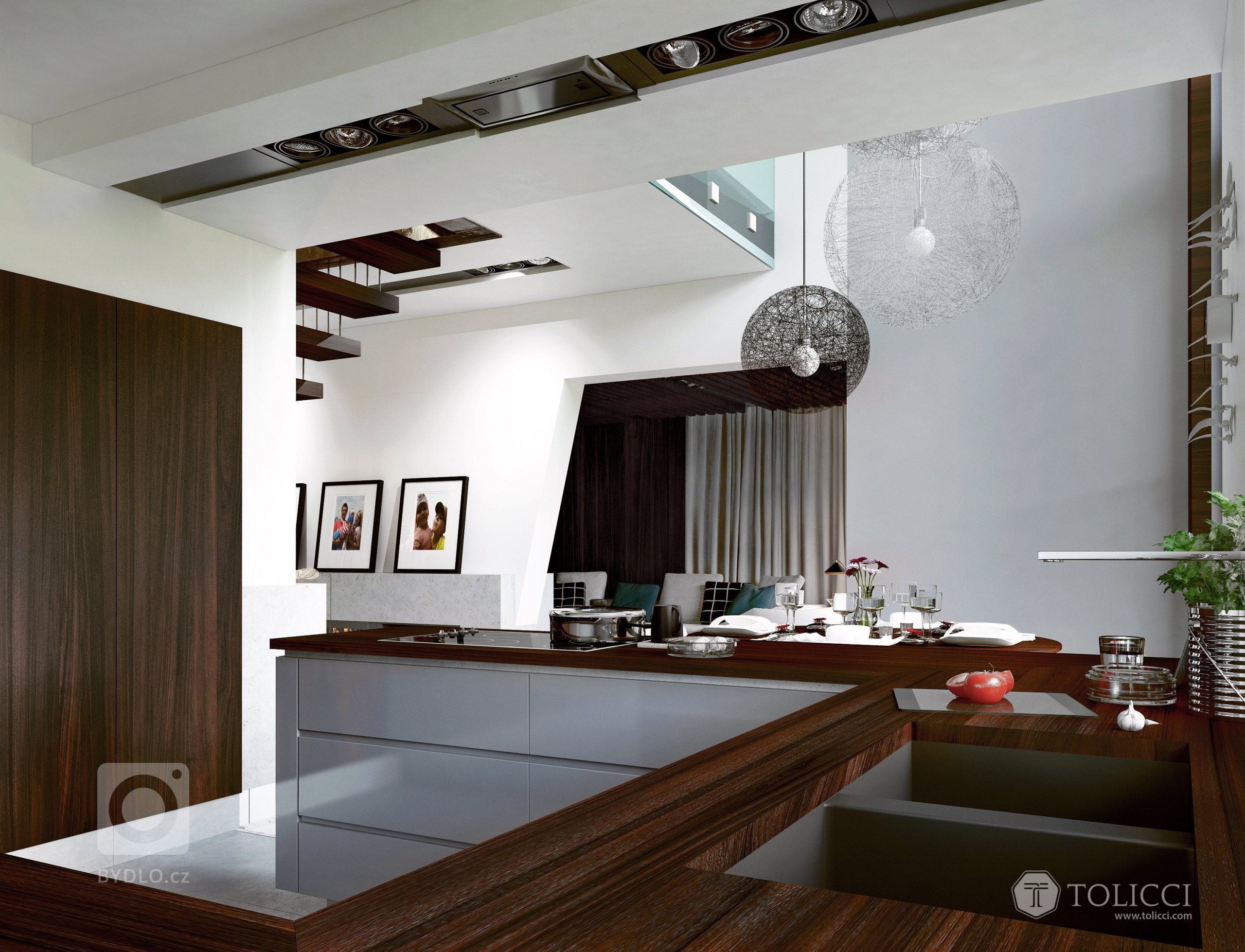 Ide o náš prvý projekt, v ktorom sme aplikovali princípy tradičného talianskeho prístupu k interiéru. Kontrasty tvoria tmavé orechové drevo s bielymi plochami…