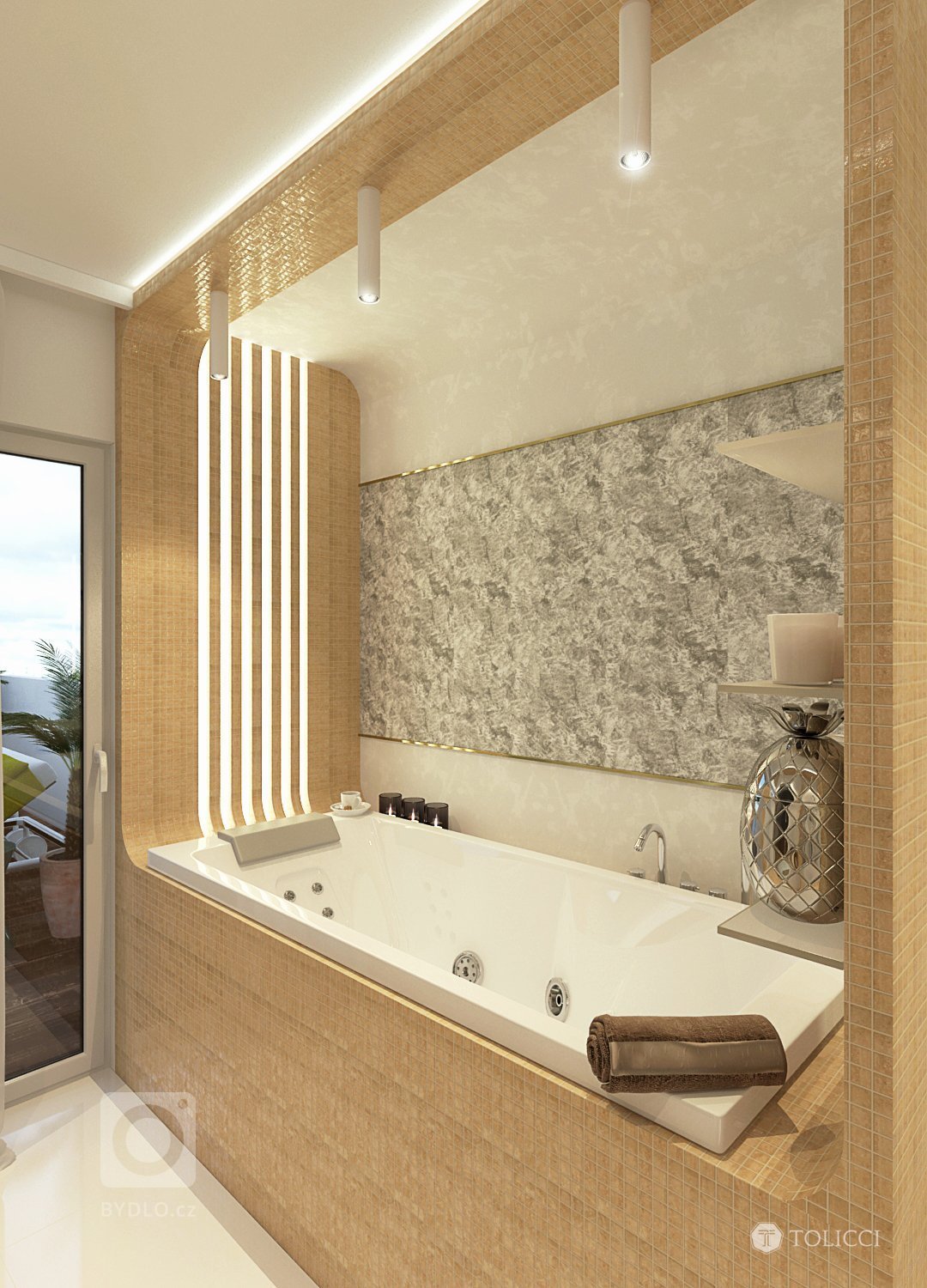 Návrh exkluzívnej kúpeľne vznikol na špeciálnu požiadavku klienta pre vytvorenie dizajnérsky výnimočnej apartmánovej kúpeľne so saunou. Kúpeľňa je vytvorená na…