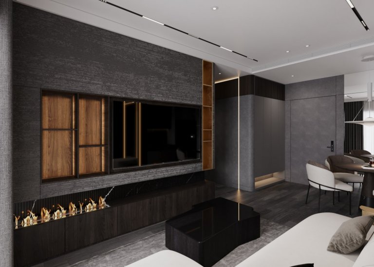 
This project is designed for a single lady with a strong personality.
The entire apartment is designed with gray tones combined with wood colors, making the…