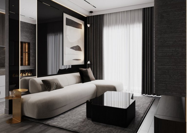 
This project is designed for a single lady with a strong personality.
The entire apartment is designed with gray tones combined with wood colors, making the…