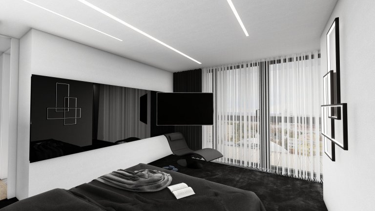 Návrh interiéru moderní ložnice 