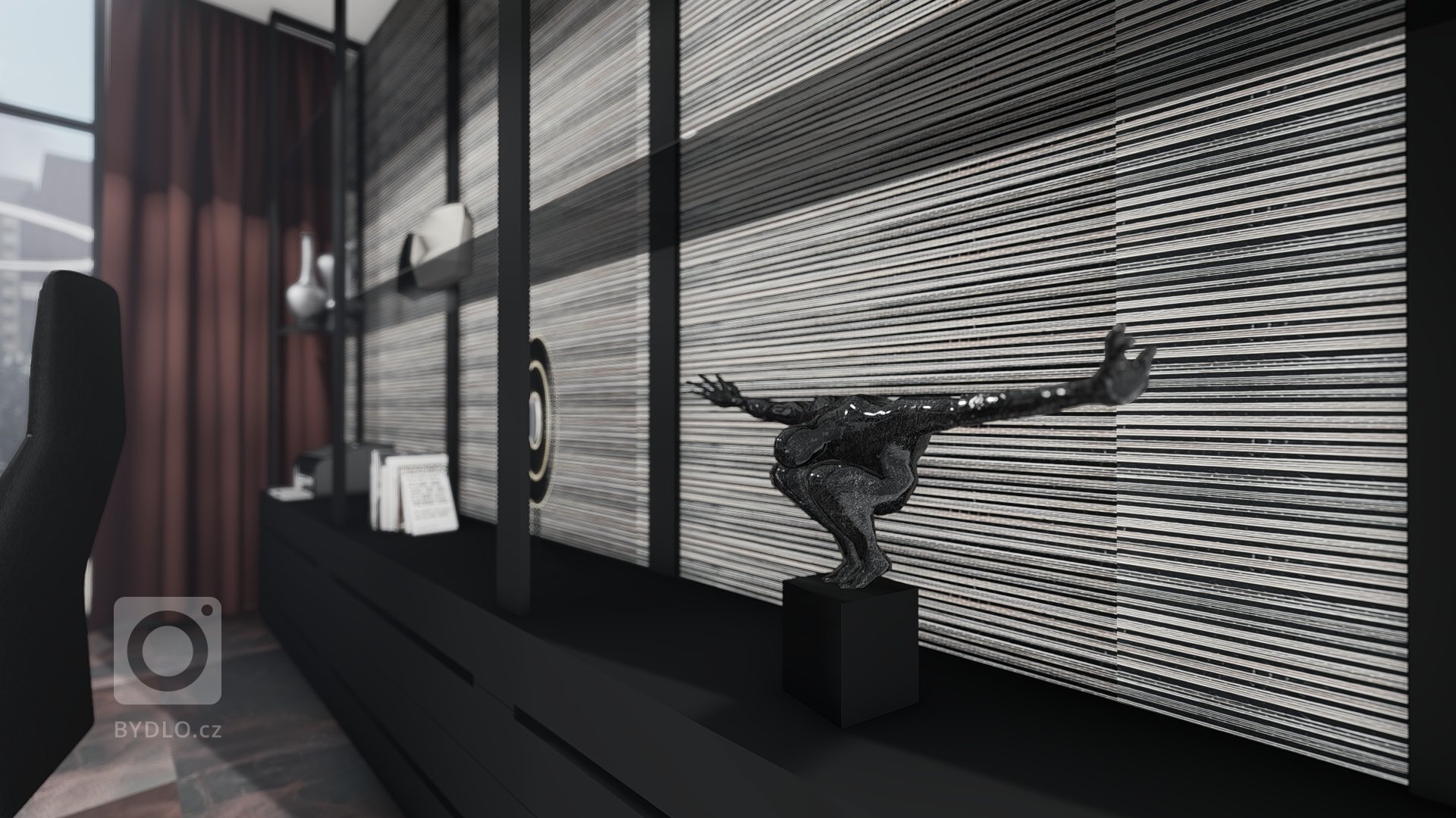 V návrhu interiéru pracovny bylo jediné omezení - tím byla podlaha a k té barevně ladící závěsy. Tedy jsme k utlumení barev vycházeli již z neutrálních odstínů…