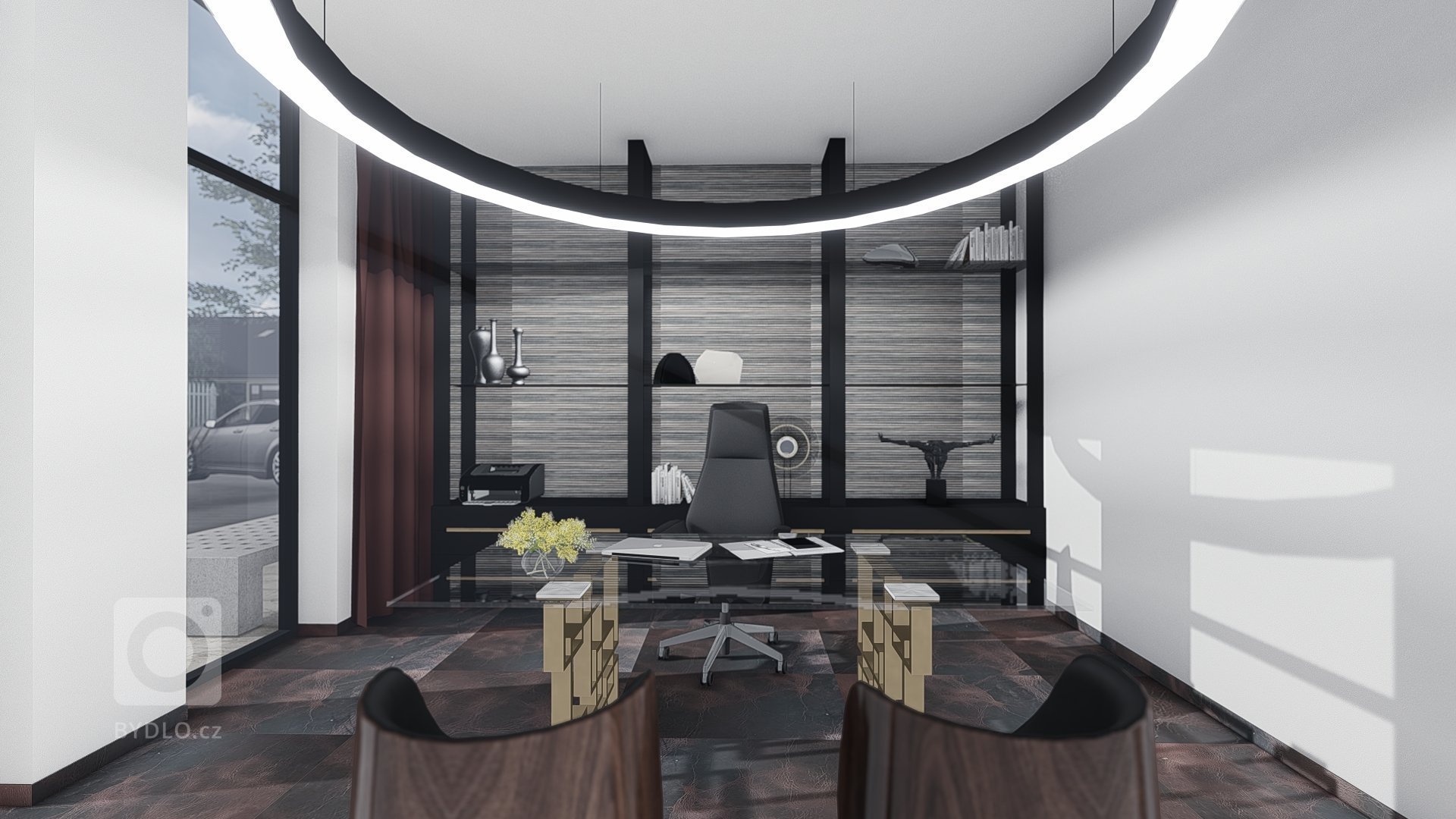 V návrhu interiéru pracovny bylo jediné omezení - tím byla podlaha a k té barevně ladící závěsy. Tedy jsme k utlumení barev vycházeli již z neutrálních odstínů…