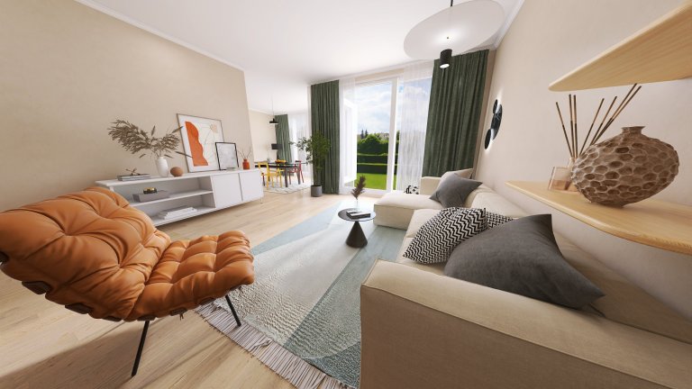 Provedení vizualizace podle předlohy klienta. Prosvětlený interiér, hravé a barevné prvky, originální kusy nábytku. Vizualizace provedená v částech kuchyně,…