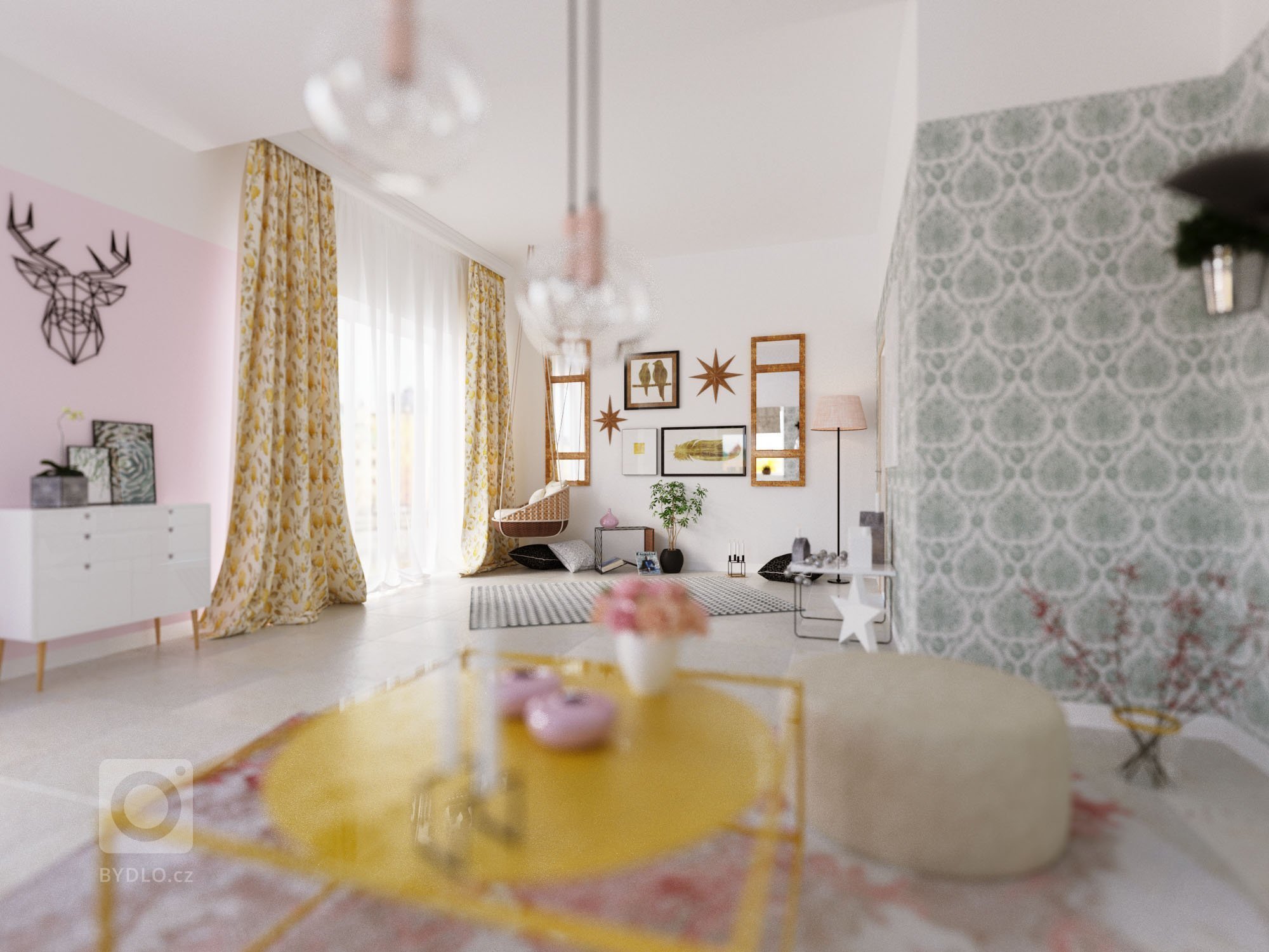 Experiment - vizualizace nereálné místnosti.
