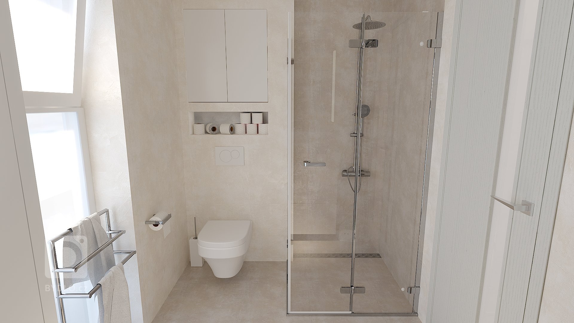 Malý prostor, rozvody připraveny - bylo tedy nutné se s jasně daným rozmístěním sanity a doplňků popasovat a navrhnout či vybrat takové, které do prostoru…