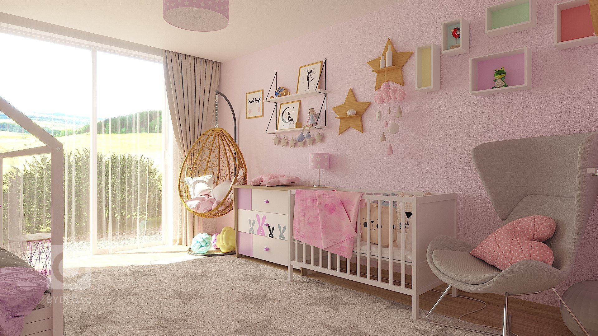 Preference klientky byly jasně dány - růžová a domečková postel;) Z naší iniciativy dokrášlené o křeslo pro čtení na dobrou noc, atmosférické noční osvětlení a…