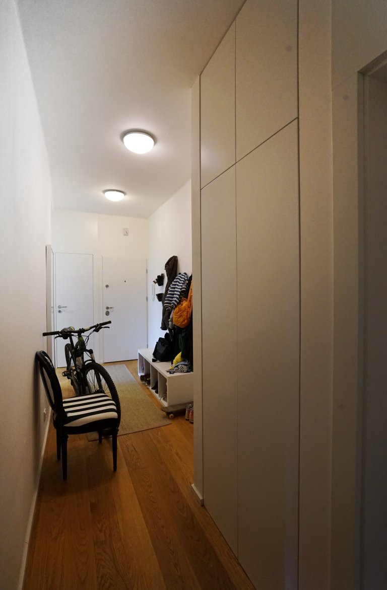 Návrh rekonstrukce malého pražského bytu 60m2 na diposzici 3+kk.
