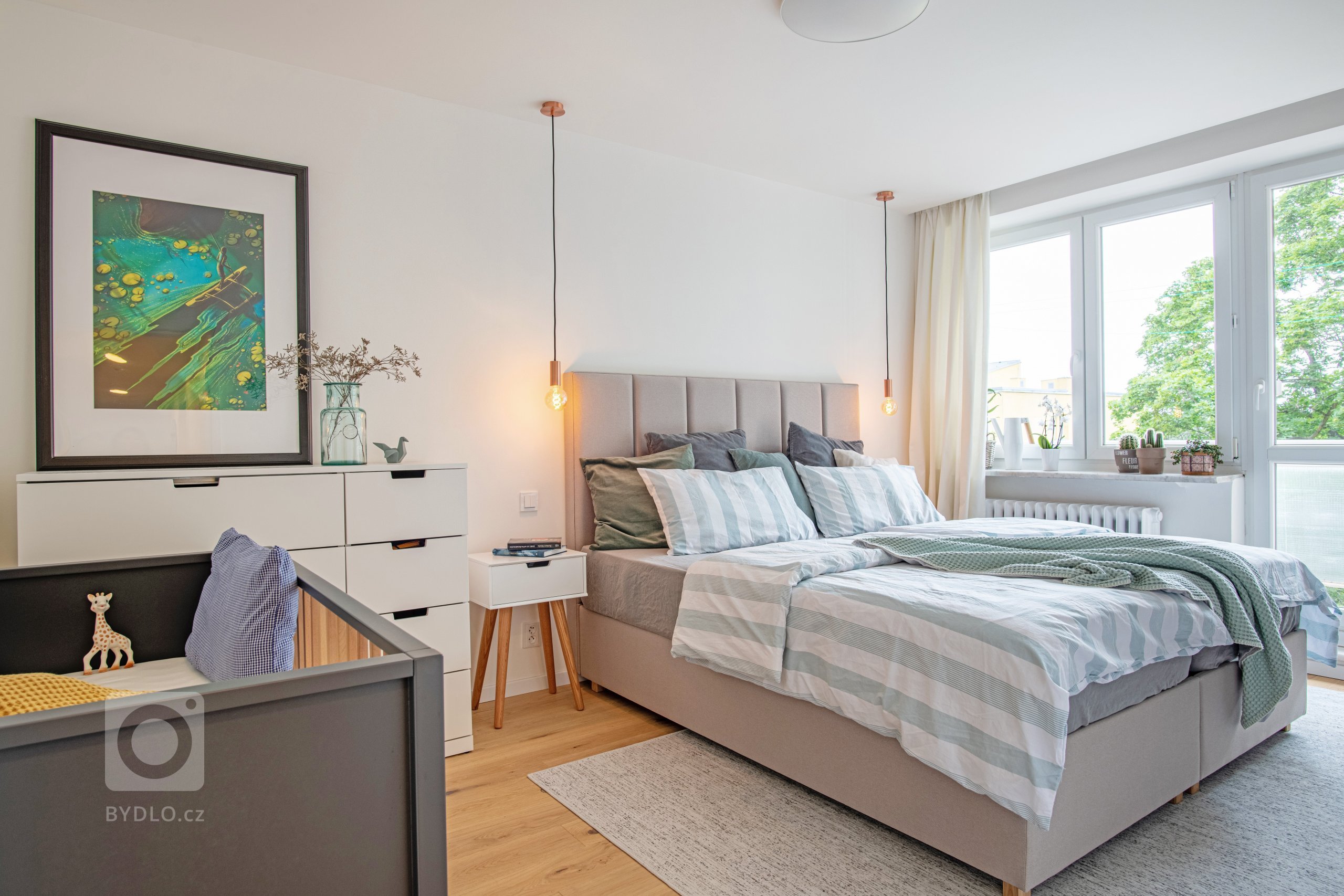 ložnice, měděná světla