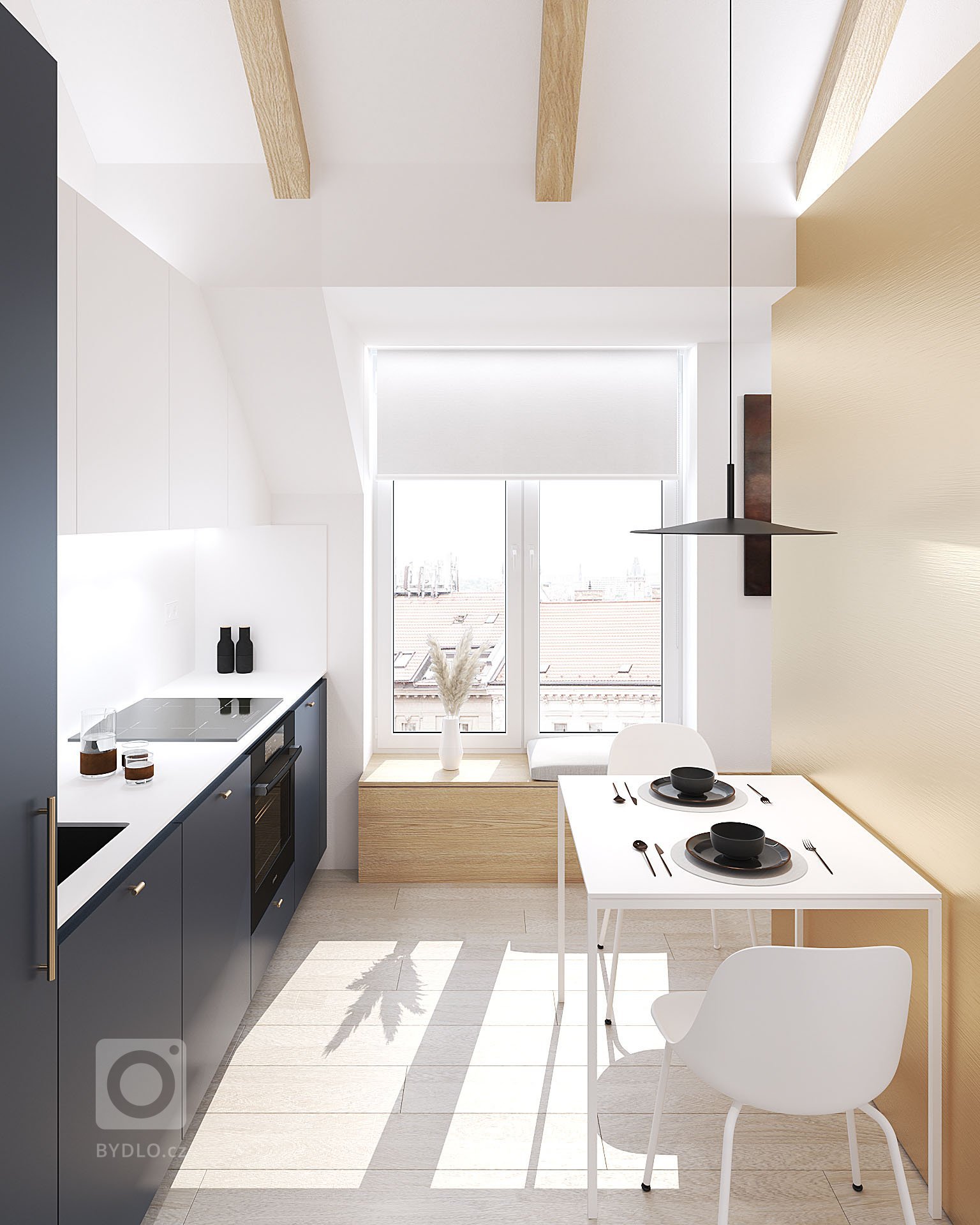 Variabilita a design, který zaujme na první pohled &ndash; to byla dvě hlavní kritéria pro návrh malometrážního podkrovního bytu v&nbsp;Hodoníně. Na ploše…