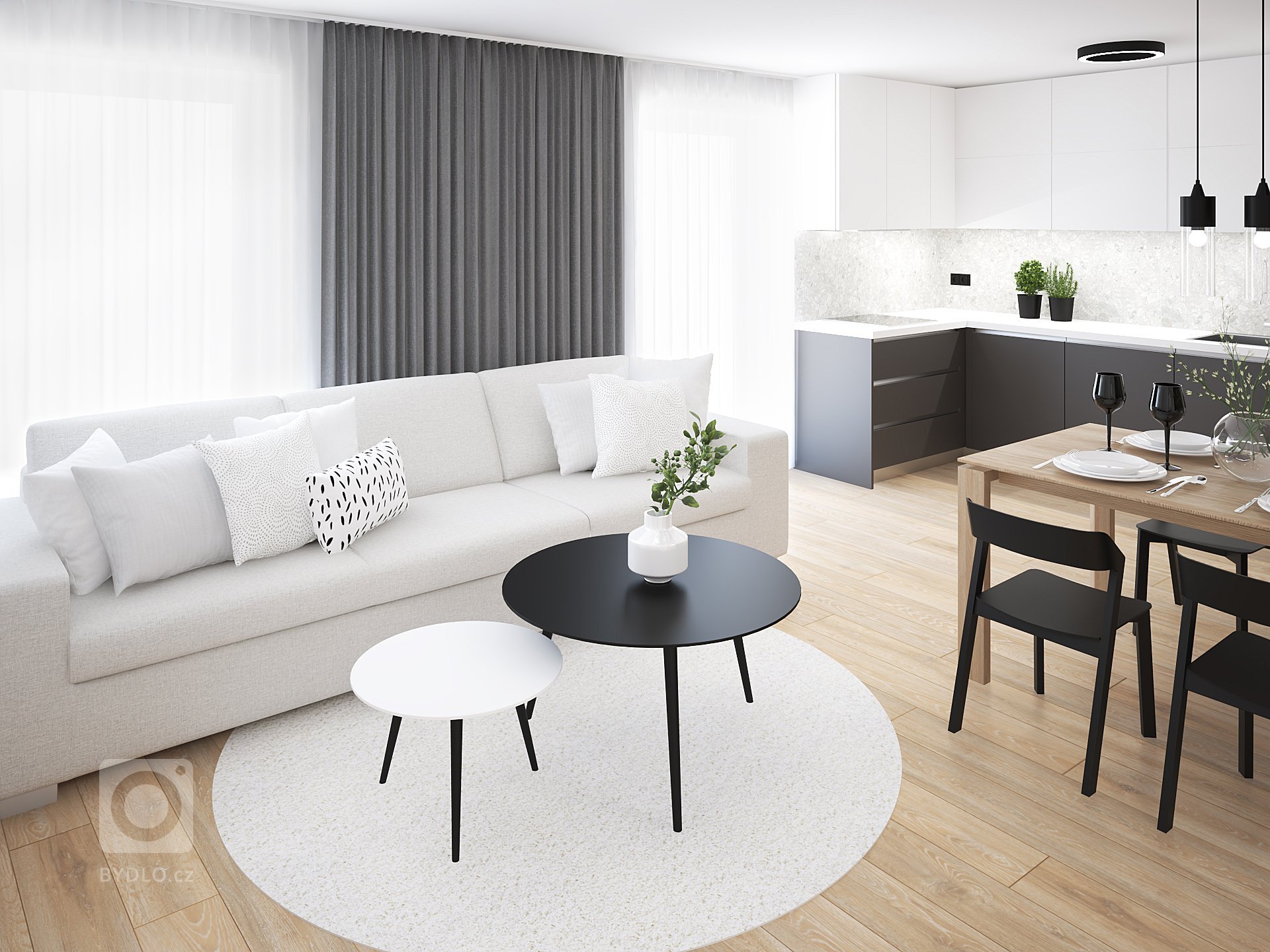 
Hlavní dispoziční úpravou v bytě pro čtyřčlennou rodinu bylo zrušení příček v přední části bytu. Z dlouhé chodby a dvou malých pokojů tak vznikl jeden velký…